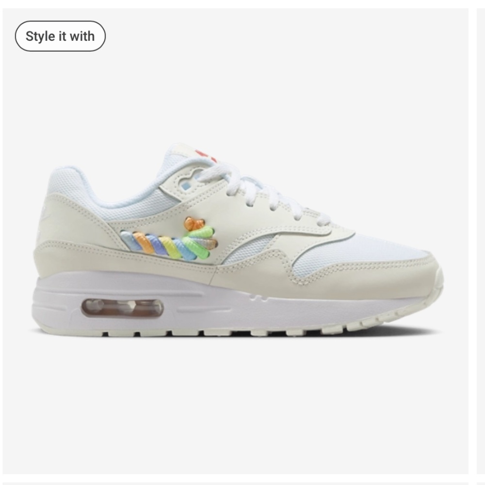 NWT Nike Air Max 1 SE Easy on White with Multicolor Accents